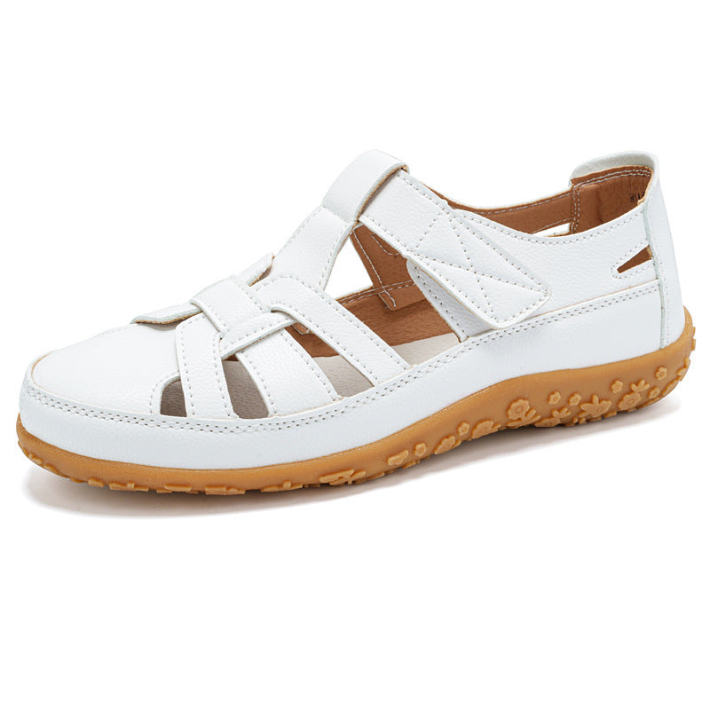 Sandali Donna Retrò con Chiusura a Strappo, Punta Tonda e Suola Morbida – Sandali Casual