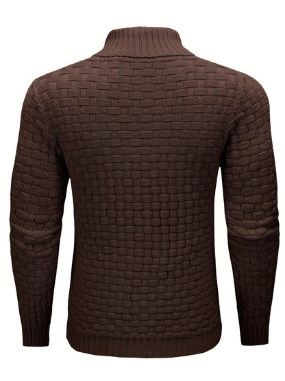 Maglione Uomo in Maglia Waffle con Collo a Sciarpa