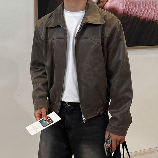 Giacca Uomo Corta Vestibilità Larga Manica Lunga Stile Retrò