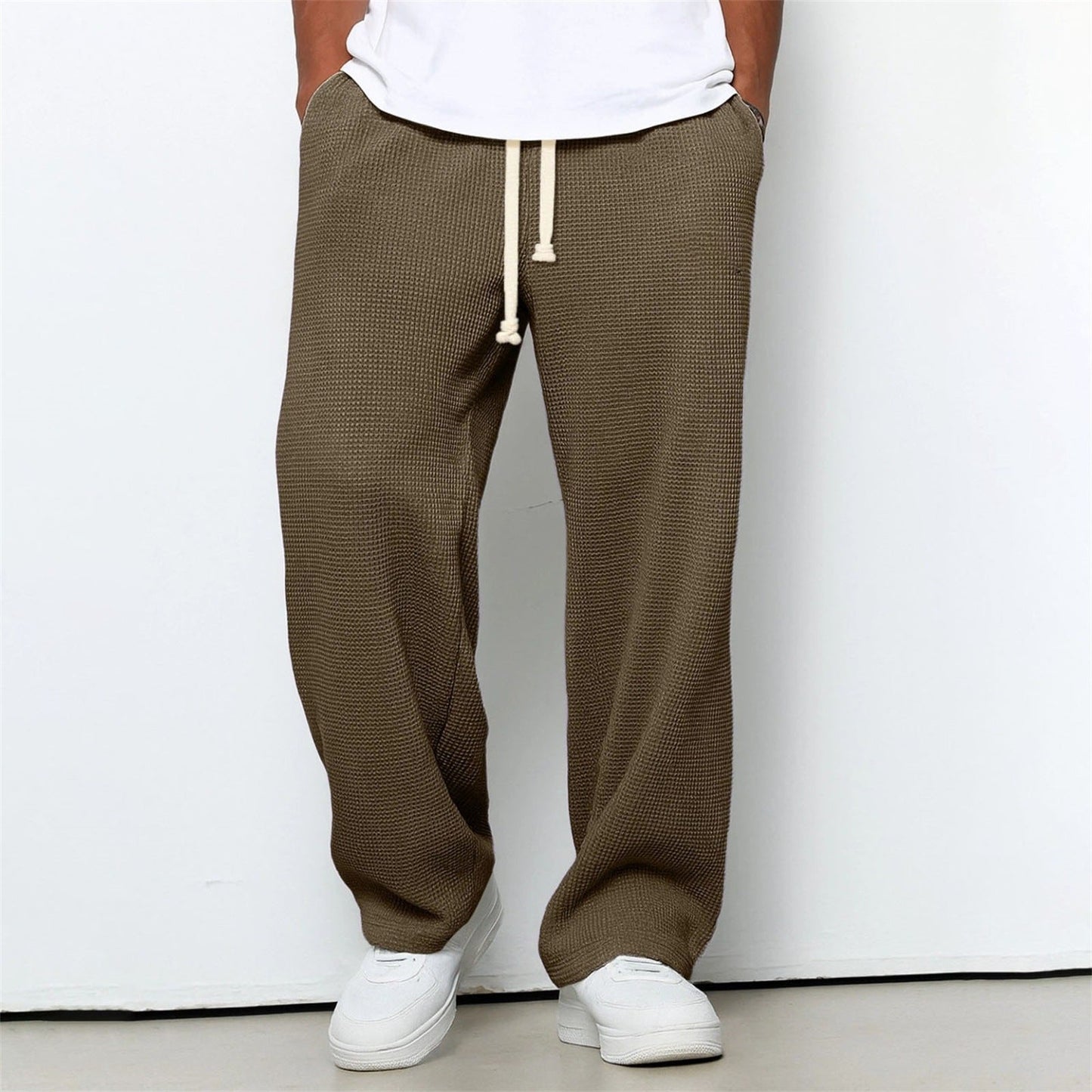 Men's Athleisure Straight-Leg Honeycomb Knit Pants – Comfortable Fit