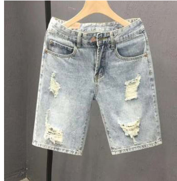 Herreshorts med mellemhøj talje og revet design – denimstil
