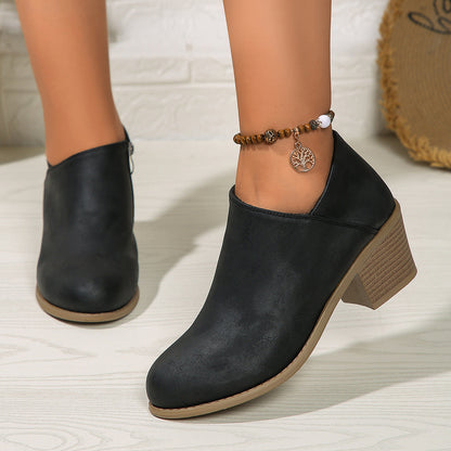 Stivaletti Donna Invernali alla Caviglia con Zip Laterale – Tacco Basso Spesso