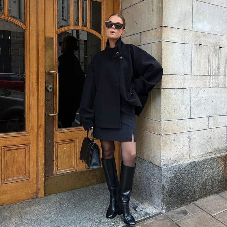 Women's Long-Sleeved Solid-Color Winter Coat