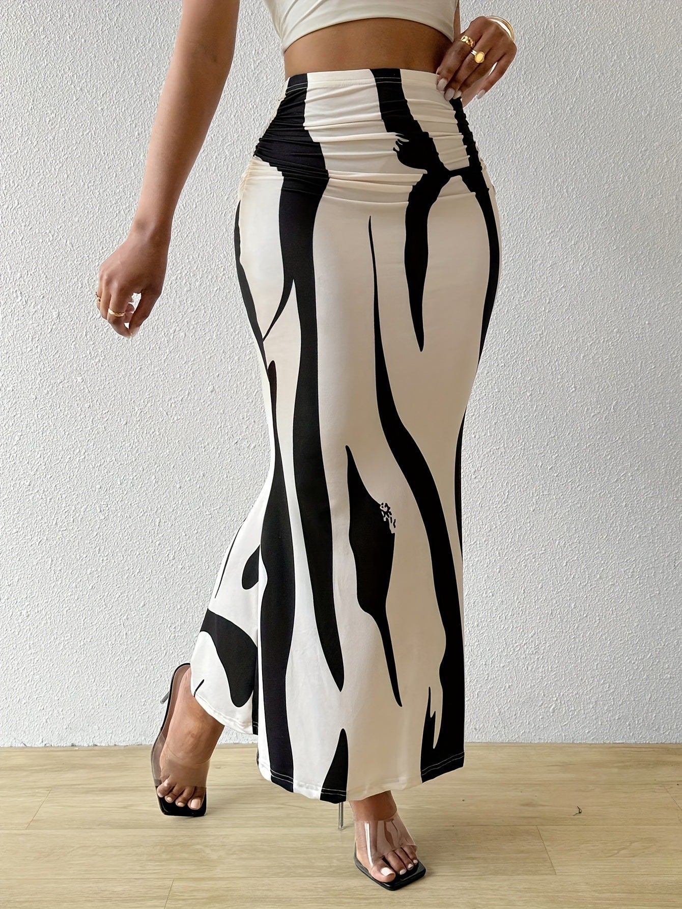 Gonna a Tubino da Donna a Stampa Zebra di Lunghezza Media – Vestibilità Slim