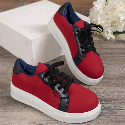 Sneakers Donna Sportive con Lacci e Tacco Medio – Punta Tonda
