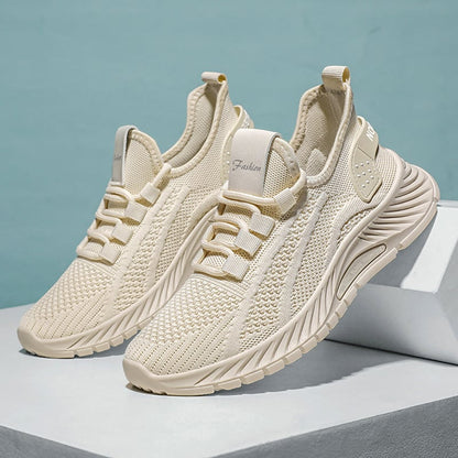 Løbesneakers til kvinder med snørebånd – åndbart mesh og PVC-sål