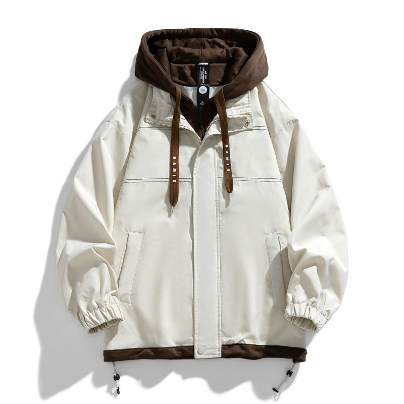 Men's Winter Baseball Style Jacket with Color Block Design