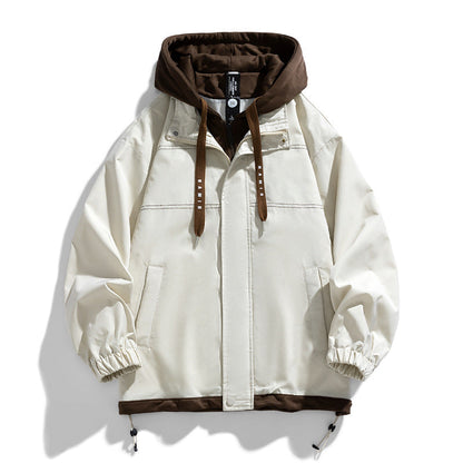 Men's Winter Baseball Style Jacket with Color Block Design