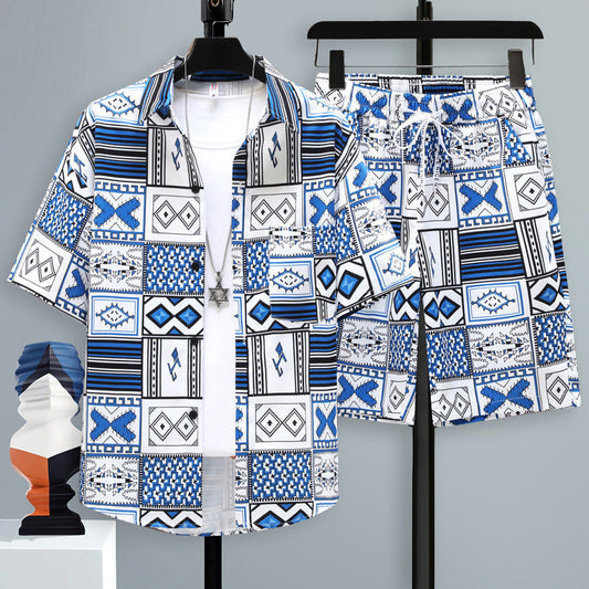 Men's Summer Two-Piece Set with Short-Sleeve T-Shirt and Shorts – Casual Sports Set