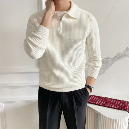 Men's Sweater Pullover with Loose Fit and Solid Color