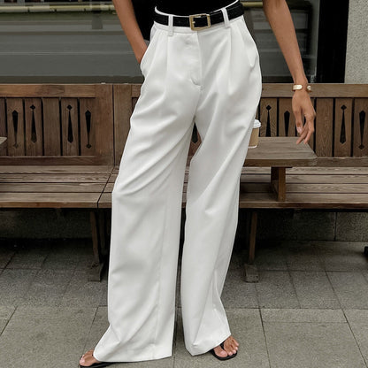 Pantalones de Mujer de Cintura Alta con Pierna Recta y Corte Amplio
