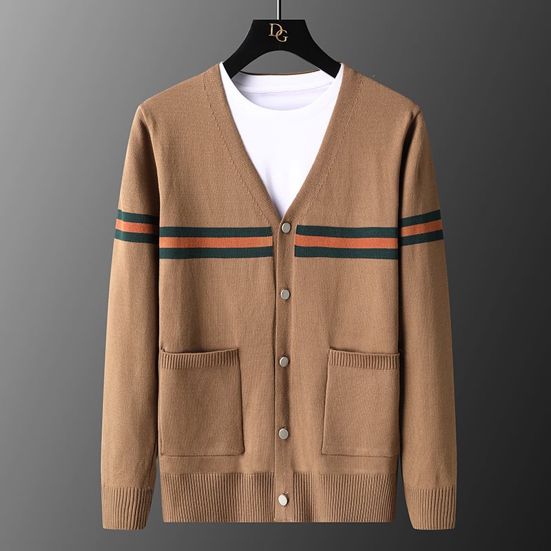 Men's Cardigan for Autumn with Ribbed Hem