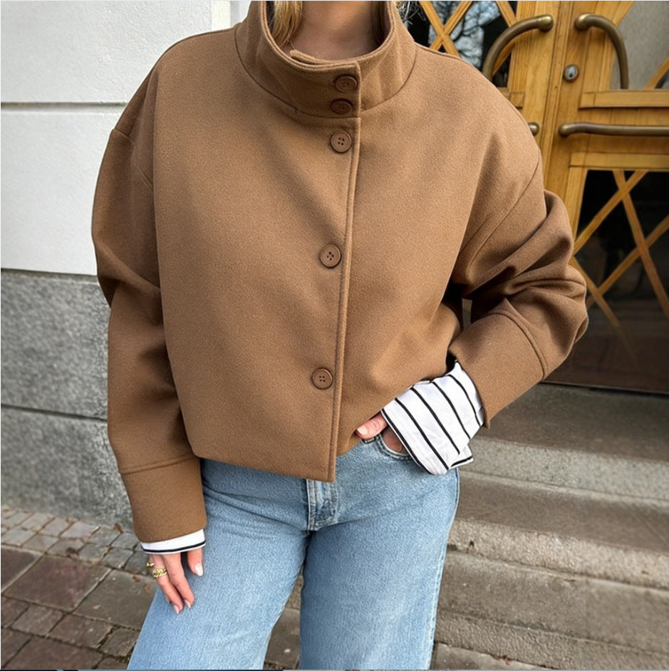 Women's Long-Sleeved Solid-Color Winter Coat