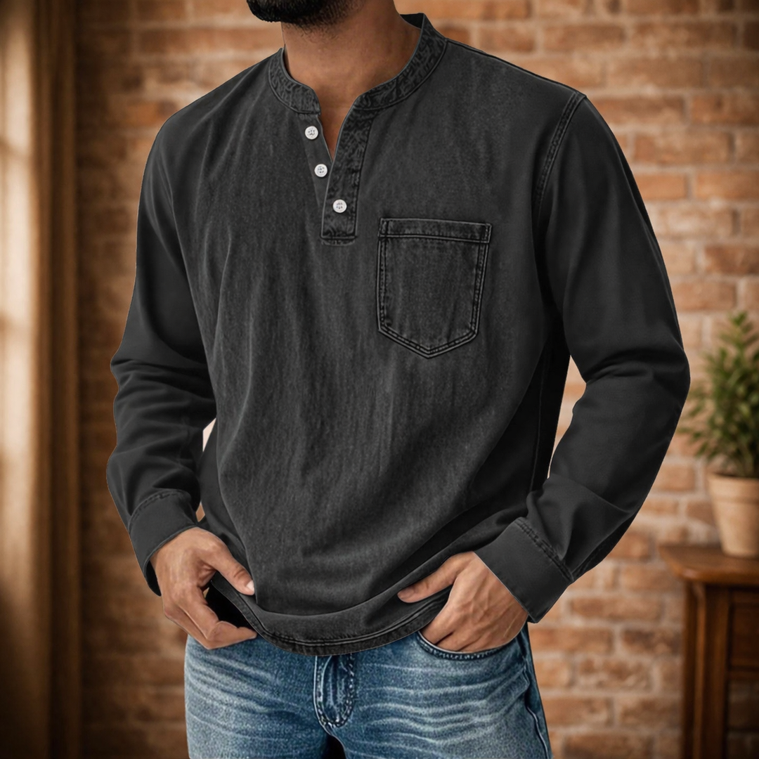 Camicia Uomo a Maniche Lunghe con Bottoni e Tasca sul Petto – Vestibilità Regolare Casual