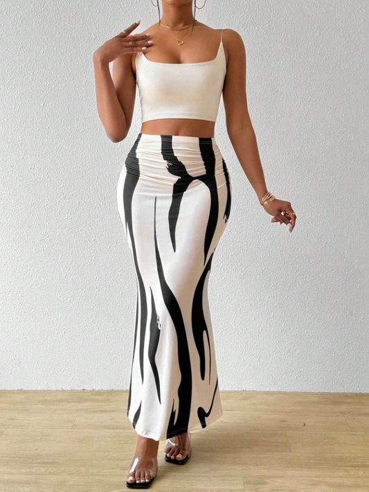 Gonna Donna a Sirena Plissettata con Orlo Svasato