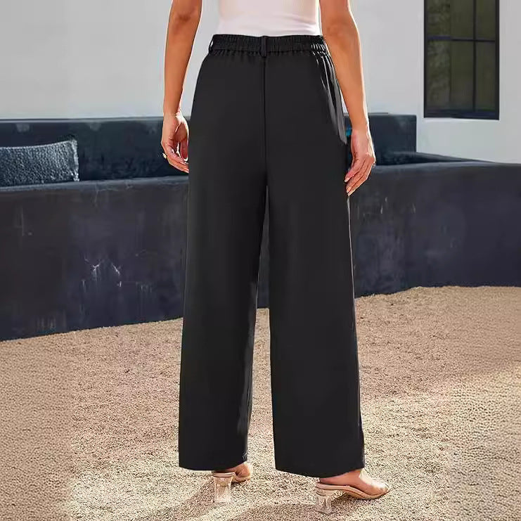 Women's High-Waisted Stretch Formal Pants with Wide Leg
