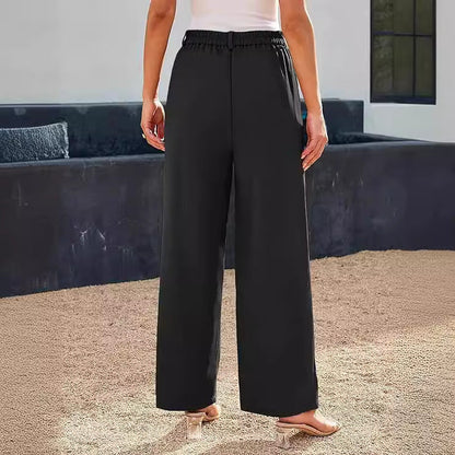 Women's High-Waisted Stretch Formal Pants with Wide Leg