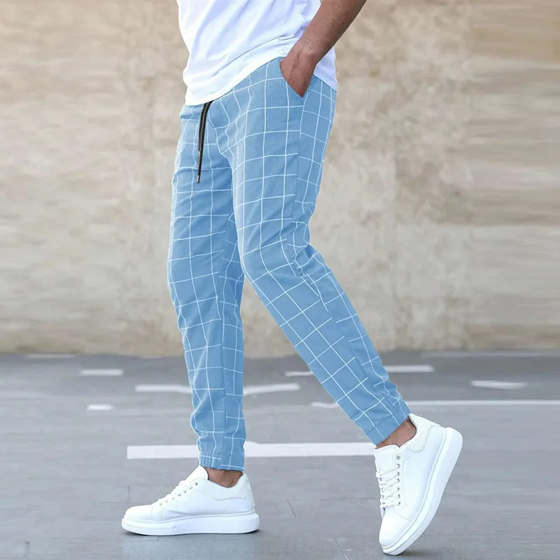 Pantaloni Jogger Uomo a Quadri con Vita Elasticizzata – Vestibilità Affusolata