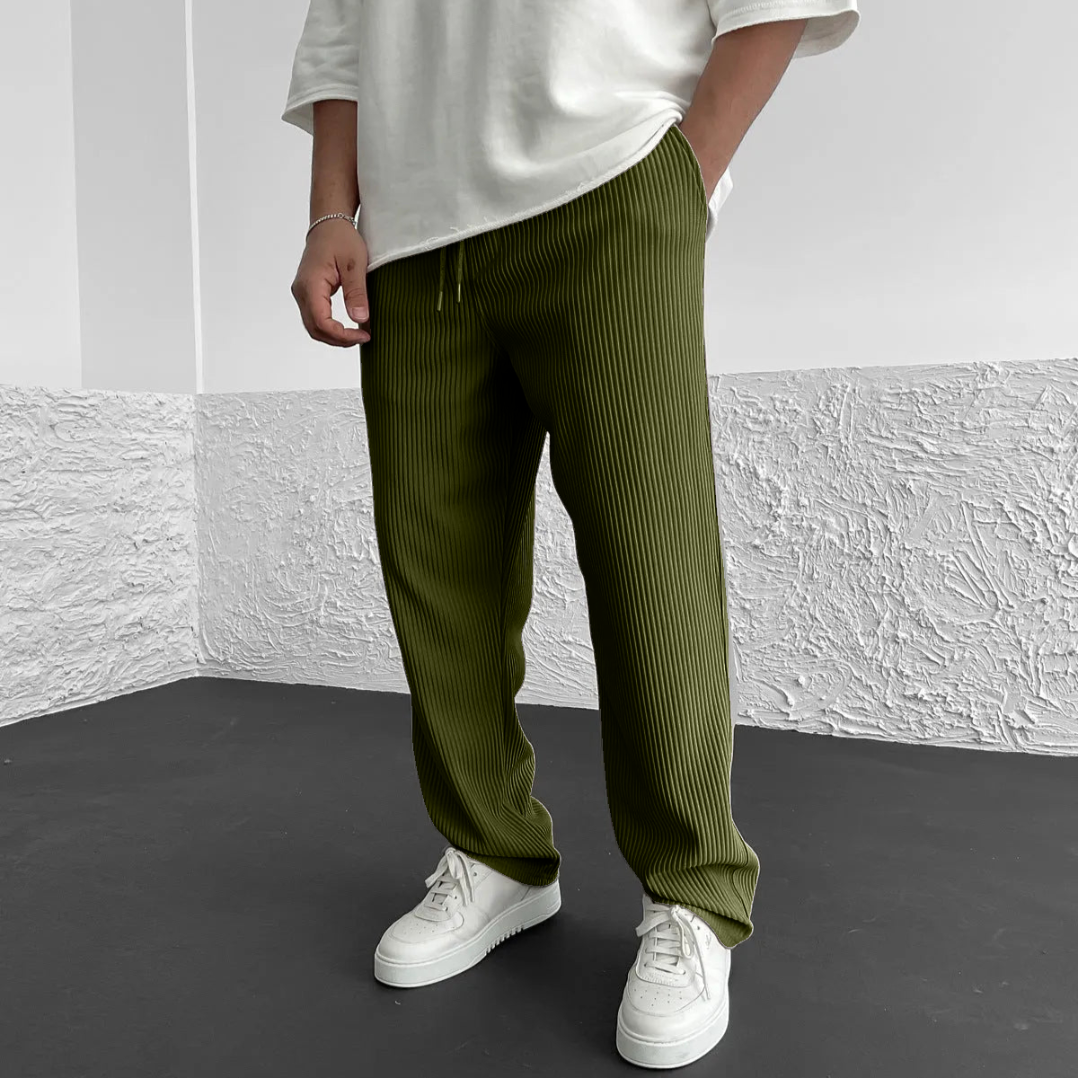Pantaloni Uomo in Maglia a Coste con Vestibilità Comoda e Vita Regolabile – Design Versatile