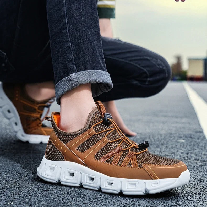 Men's Running Shoes with Mesh Upper, Quick Closure, and Cushioned Sole