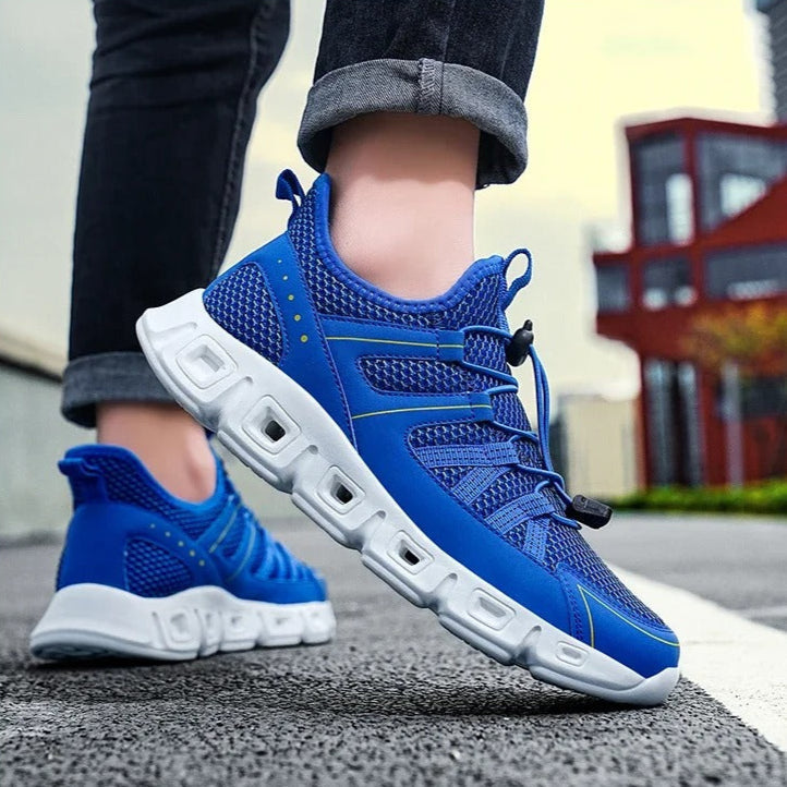 Men's Running Shoes with Mesh Upper, Quick Closure, and Cushioned Sole