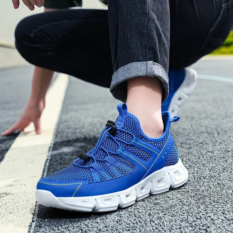 Men's Running Shoes with Mesh Upper, Quick Closure, and Cushioned Sole