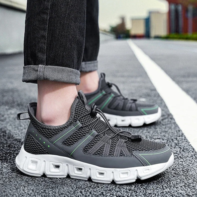 Men's Running Shoes with Mesh Upper, Quick Closure, and Cushioned Sole