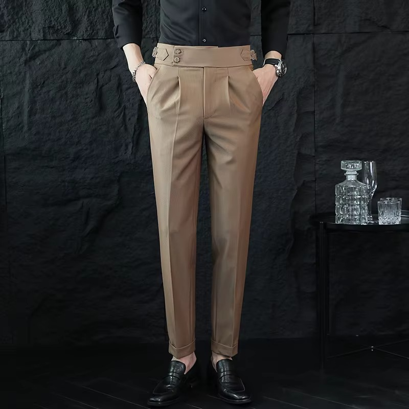 Pantaloni Uomo a Vita Alta con Gamba Dritta – Vestibilità Regolare
