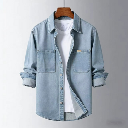 Camicia Uomo con Bottoni e Tasche sul Petto – Denim Style, Vestibilità Regular
