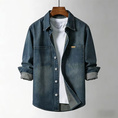 Camicia Uomo con Bottoni e Tasche sul Petto – Denim Style, Vestibilità Regular