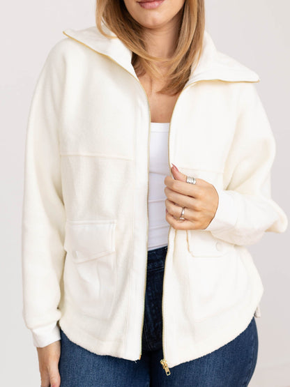 Giacca Autunnale Donna con Zip Frontale – Colletto Strutturato e Tasche