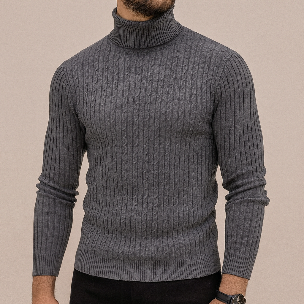 Maglione Uomo Invernale in Maglia con Mezza Zip e Vestibilità Rilassata – Effetto Maglia