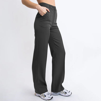 Pantaloni Donna a Vita Alta Gamba Dritta per Ufficio – Stile Classico