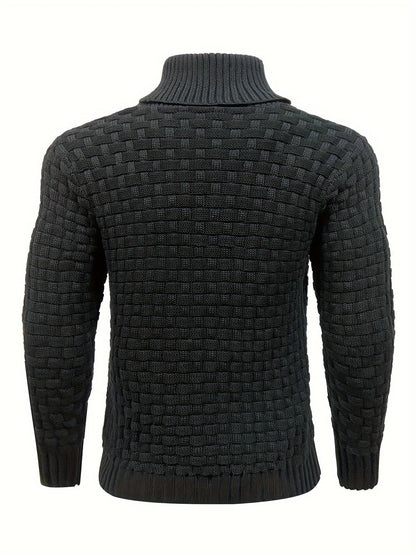 Maglione Uomo in Maglia Waffle con Collo a Sciarpa
