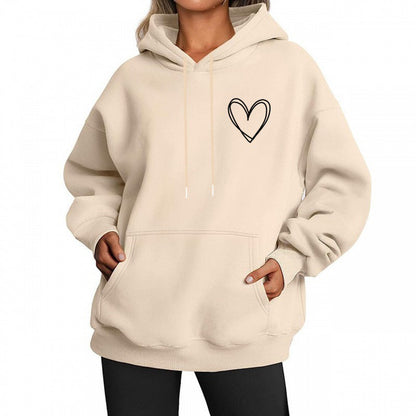 Women's brushed-fabric hoodie with a hooded neckline