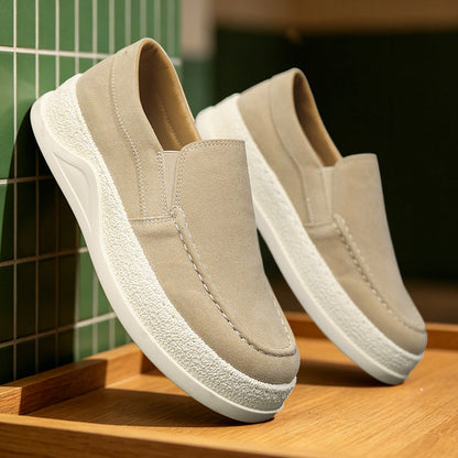 Zapatillas de hombre sin cordones con aspecto de cuero de microfibra – diseño retro