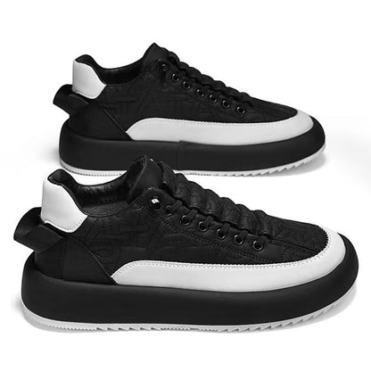 Men's Lace-Up Sneakers with Artificial PU Upper and Thick Rubber Sole