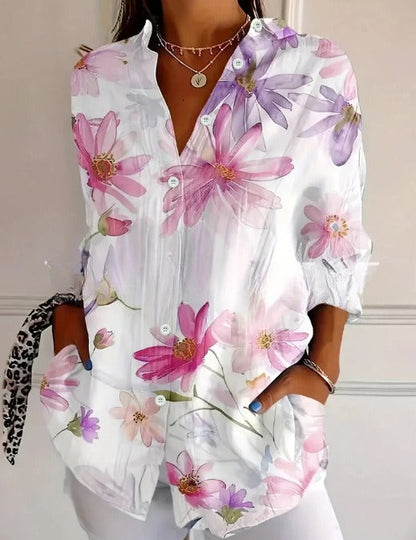 Camicia da Donna a Manica Lunga con Stampa e Motivo 3D