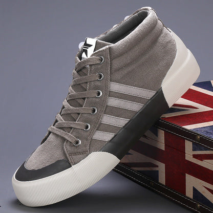 Sneakers Uomo Alte in Tela Color Block con Lacci – Stile Casual Quotidiano
