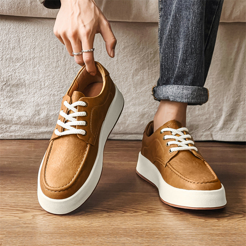 Sneakers Uomo Casual con Suola Platform e Lacci – Punta Tonda