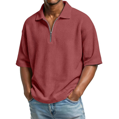 Men's Summer Polo Shirt in Honeycomb Knit with Short Sleeves – Regular Fit