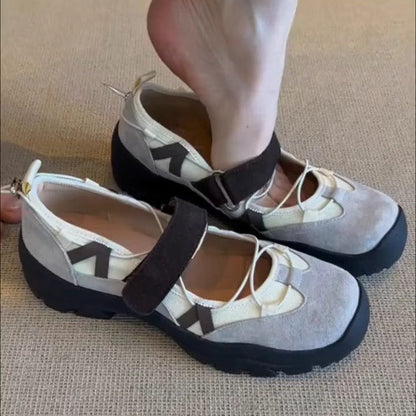 Scarpe Mary Jane Donna con Chiusura a Strappo, Suola Spessa e Punta Tonda – Scarpe Casual