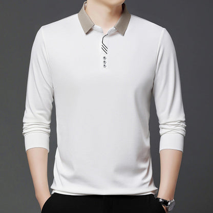 Herret-shirt i ensfarvet sommerdesign med reverskrave og asymmetrisk design – let casual t-shirt