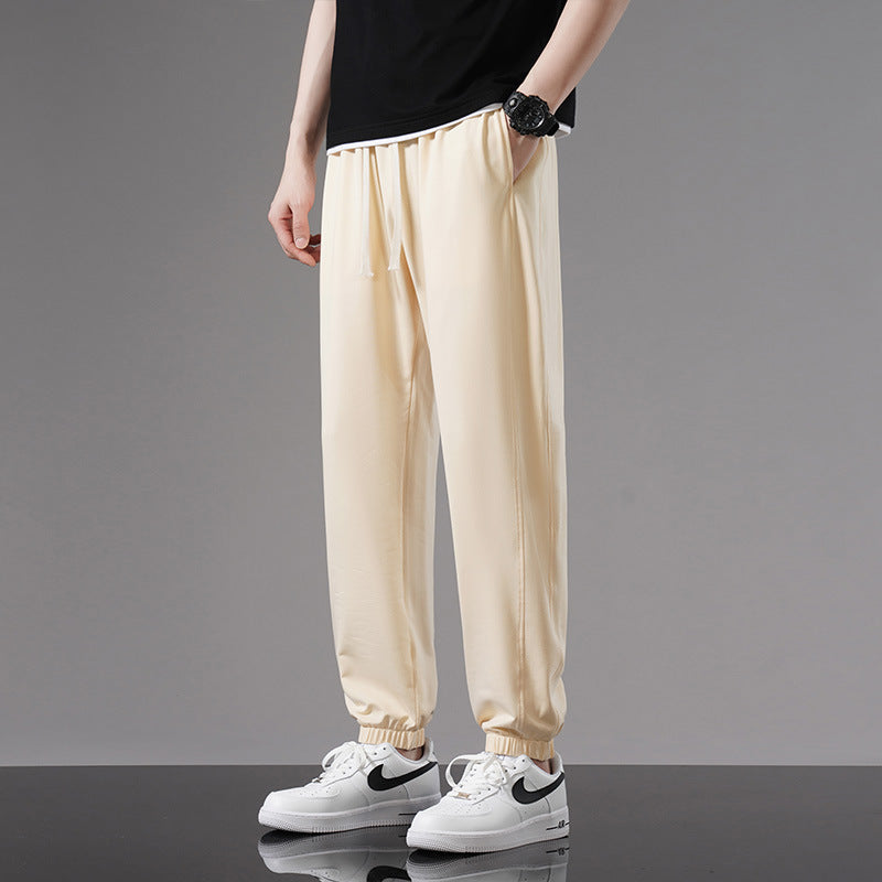 Men's Summer Ankle-Length Pants with Drawstring – Loose Fit