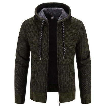Men's Winter Coat with Hood, Zip Closure, and Drawstring