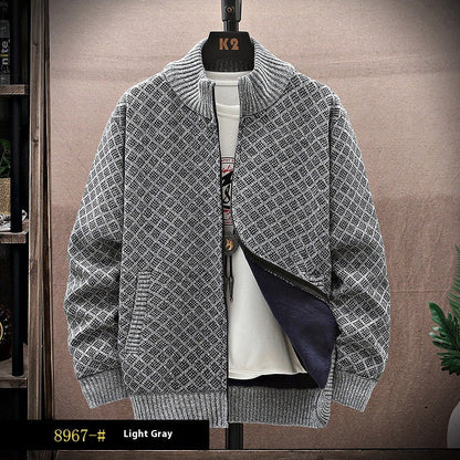 Men's Knit Coat with Zip and Long Sleeves