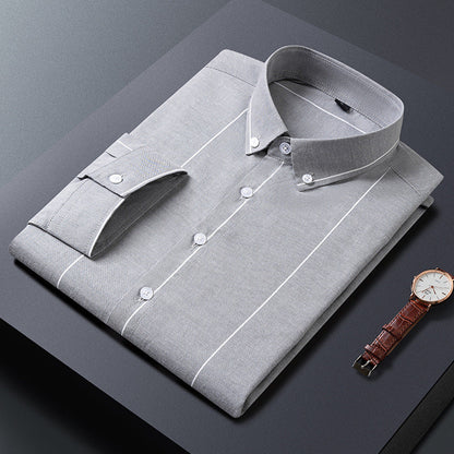 Herresommer skjorte med striber og korte ærmer, slim fit – let casual stil