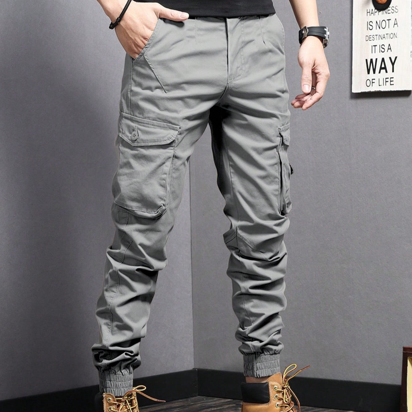 Pantaloni Uomo da Lavoro con Coulisse e Multi-Tasche – Gamba Dritta