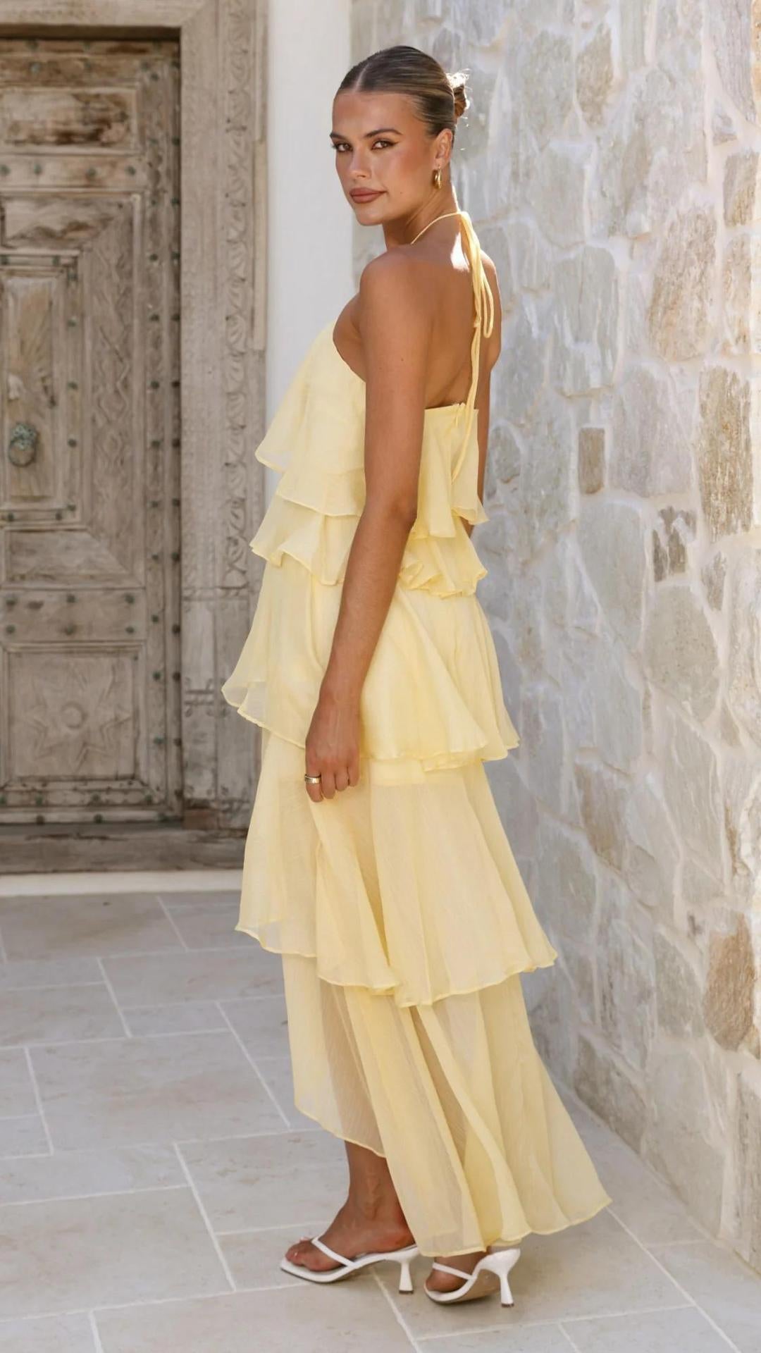 Abito Lungo Donna con Spalle Scoperte e Stampa Floreale – Stile Estivo