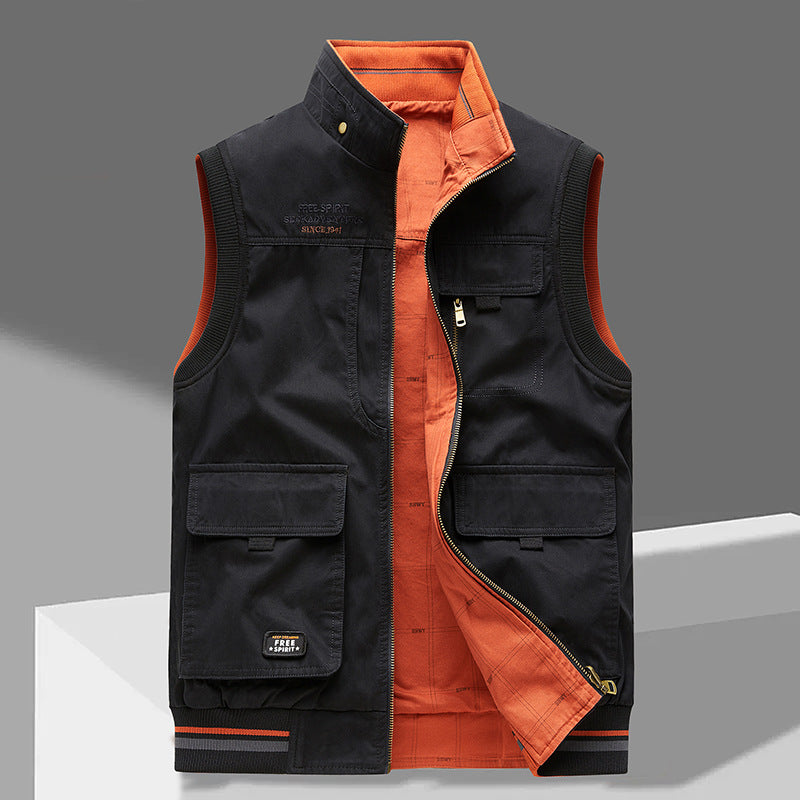 Men's Reversible Vest with Multiple Pockets